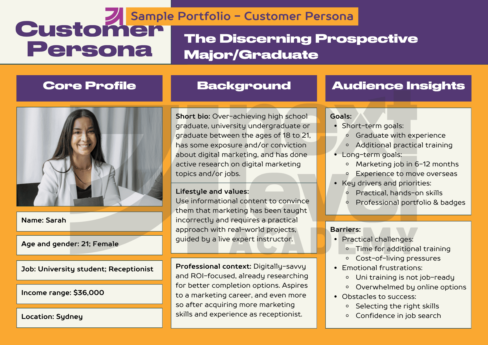 Sample portfolio - Customer Persona